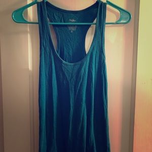 Cotton racer back turquoise tank